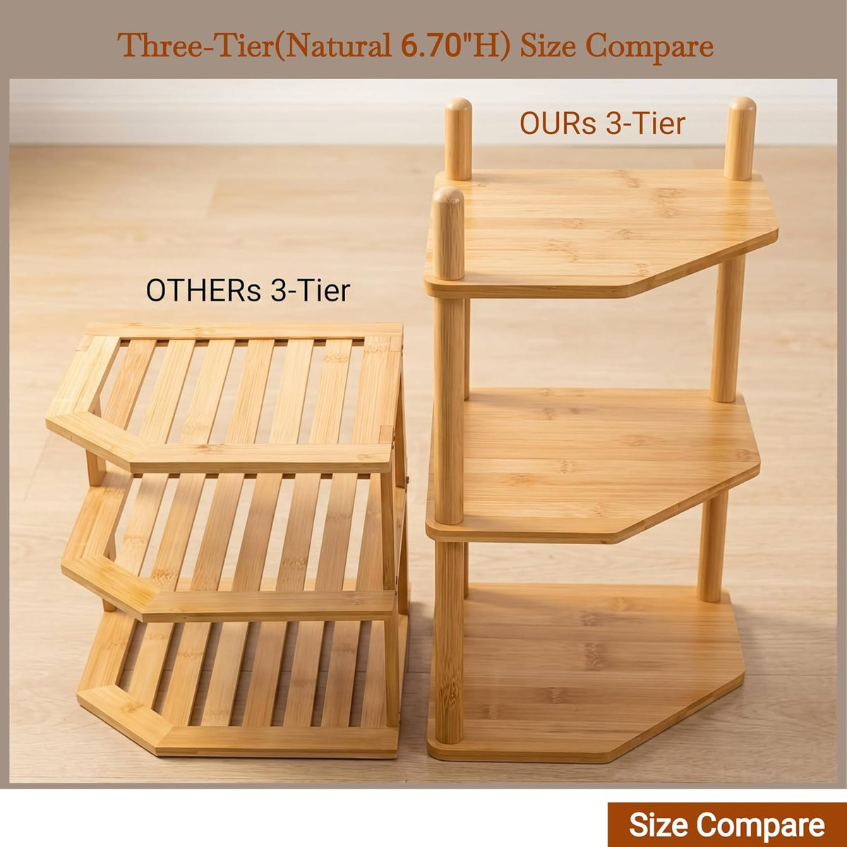 3-Tier Bamboo Corner Shelf,Kitchen Countertop Organizer,Corner Countertop Organizer Shelf, Coffee Bar Organizer,Coffee