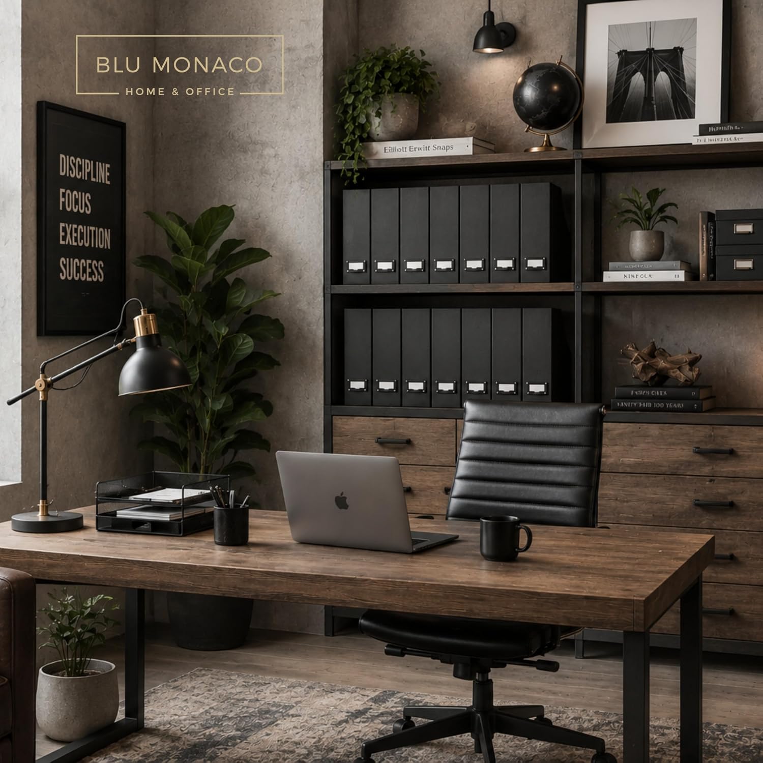 BLU MONACO Foldable Black Magazine File Holder | Set of 6 Cardboard Desk Organizer Boxes | Vertical Magazine File