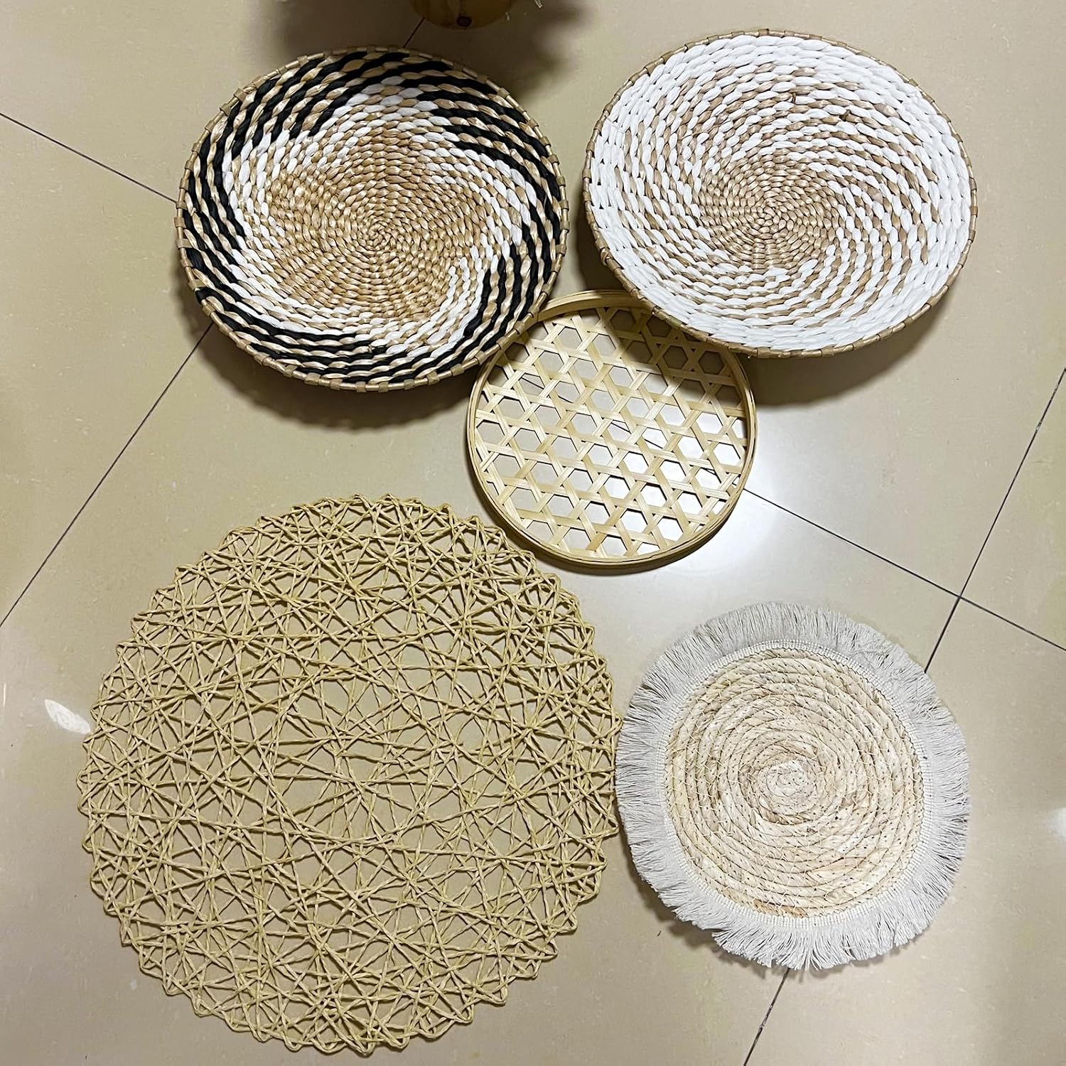 Boho Wall Basket Decor / Set of 5