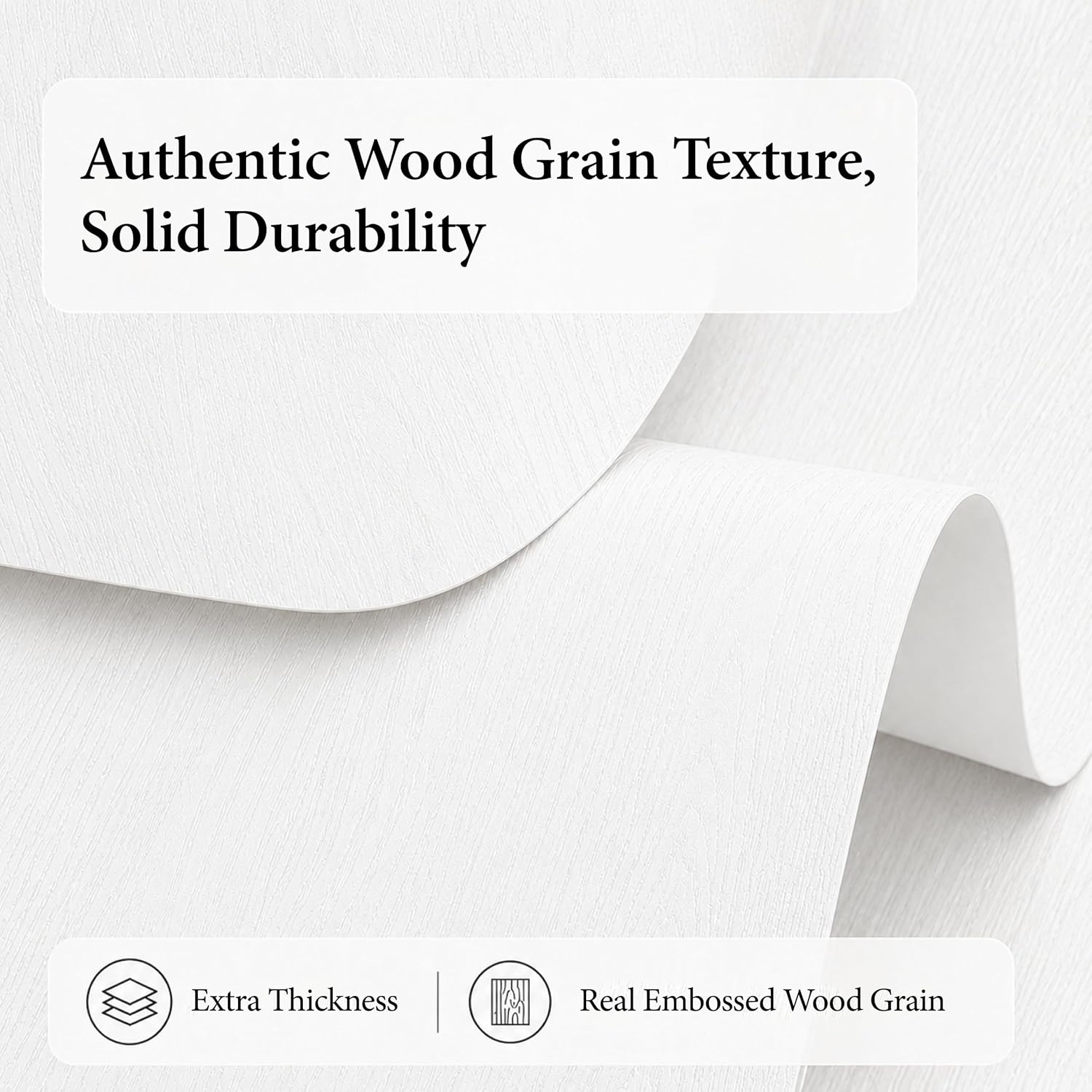Wood Peel and Stick Wallpaper Waterproof and Easy to Clean / White / 3.9 x 393
