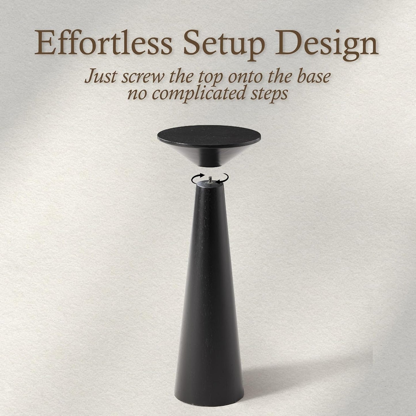 Farmhouse Tall Pedestal End Table Small Solid Wood Martini Table Plant Stand Modern Round / Black