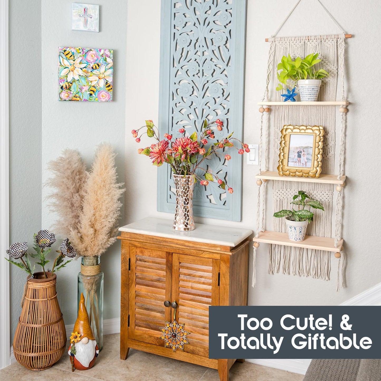 Boho Shelves / Wall Plant Hanger Shelves / 3 Tier