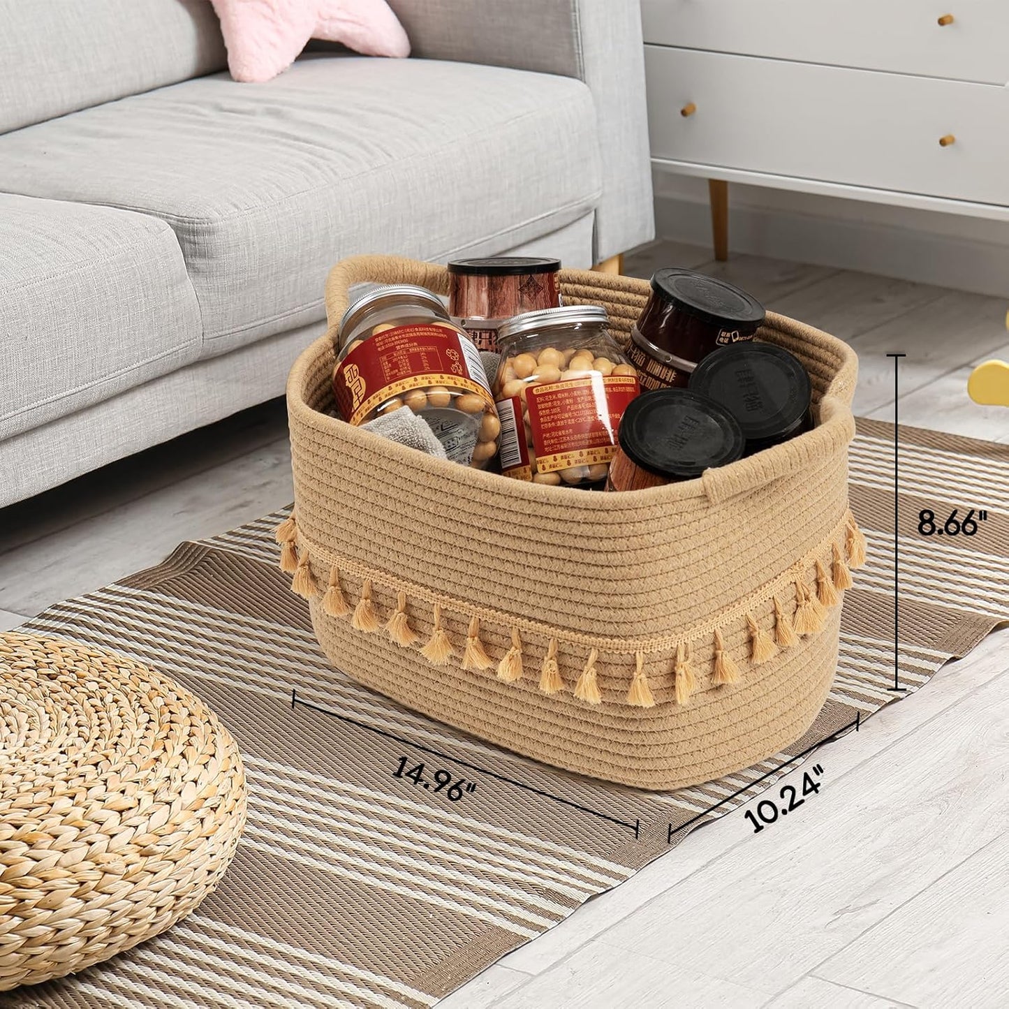 Decorative Basket / Rope Cotton Baskets for Toy / Jute / Set of 3