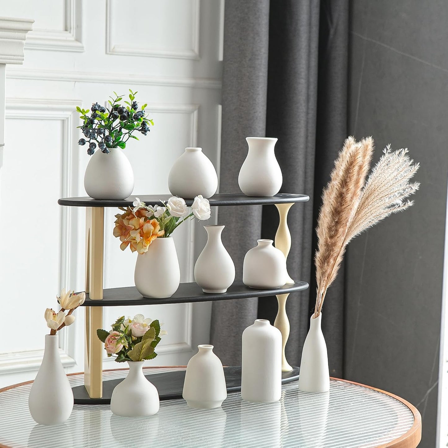 Small Ceramic Vase / White / Set of 11