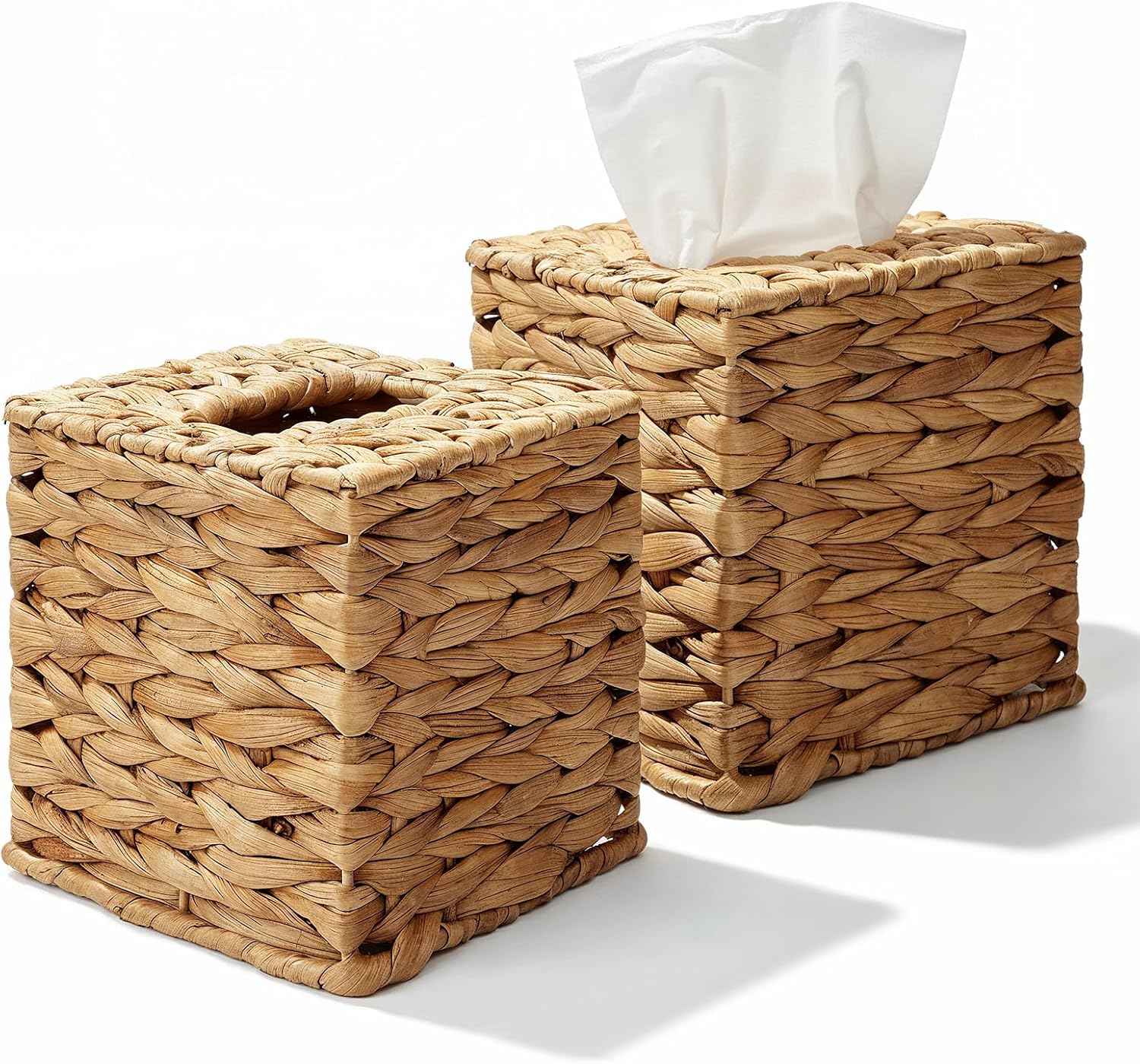 Water Hyacinth Handwoven Tissue Box Cover Handmade Napkin Tissue Box Holder / Natural / Set of 2