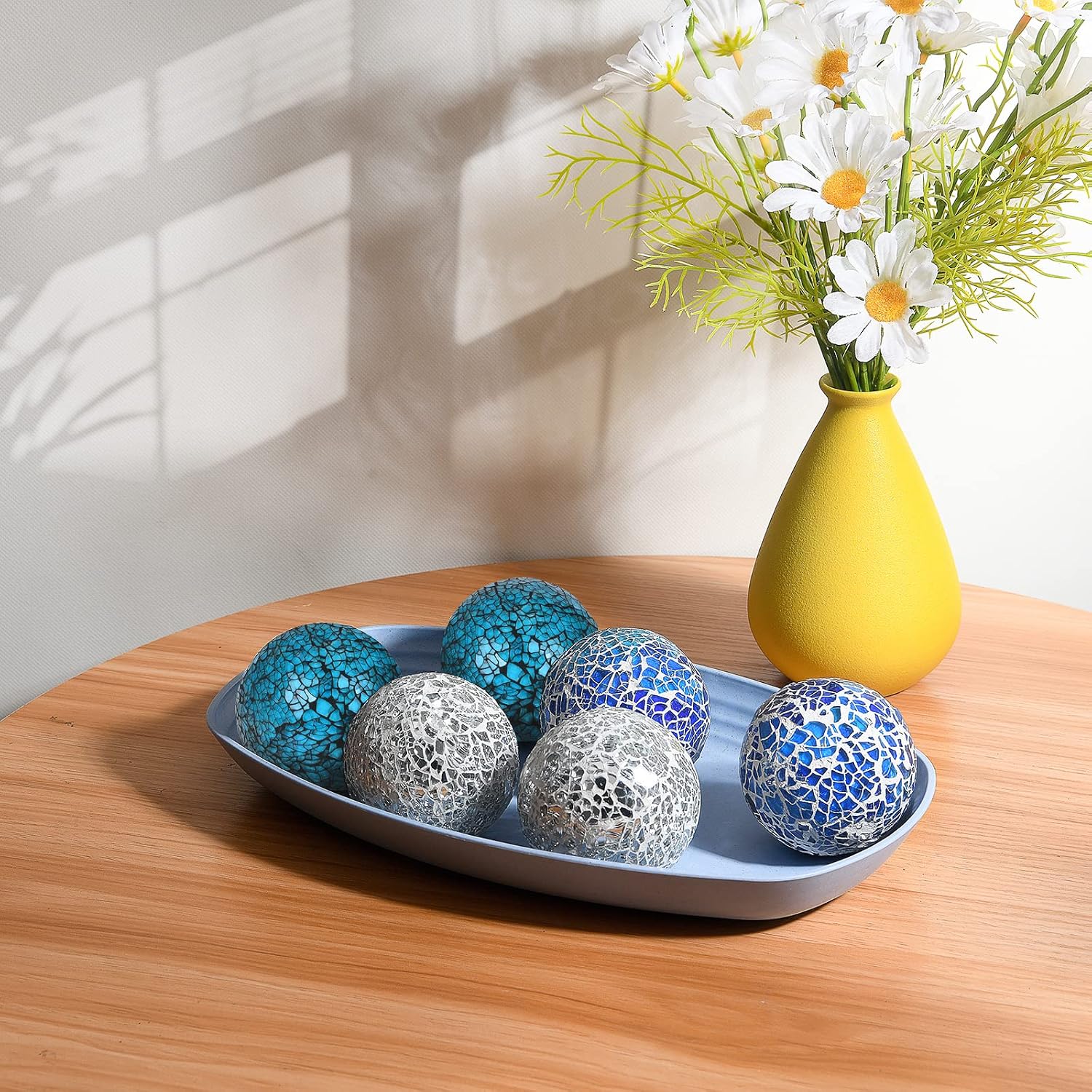 6cm/ Mosaic Glass Orbs Centerpiece Balls for Decorate Tables Wedding / Silver / 2.4 Inch / Set of 6