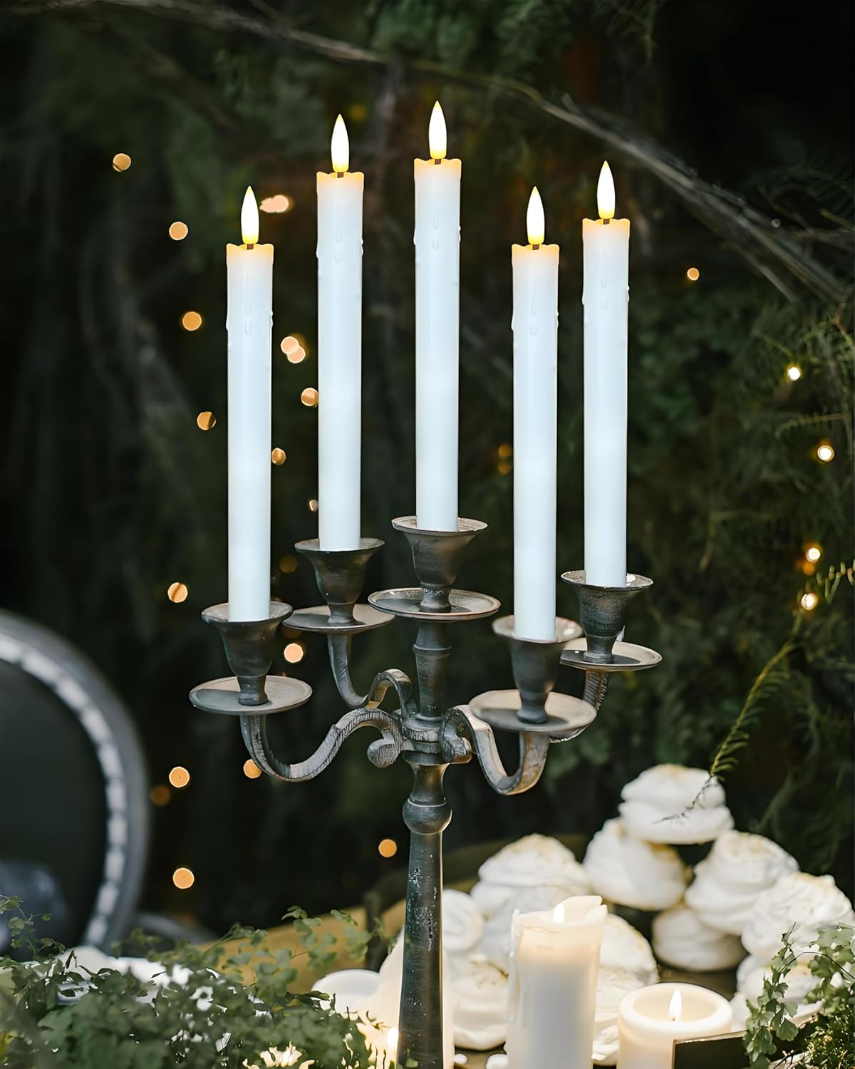 Gmnee 9.6" Taper Rechargeable Candles with Remote and Timer, White | 6 Pack Flameless Taper Candles, LED CandleSticks