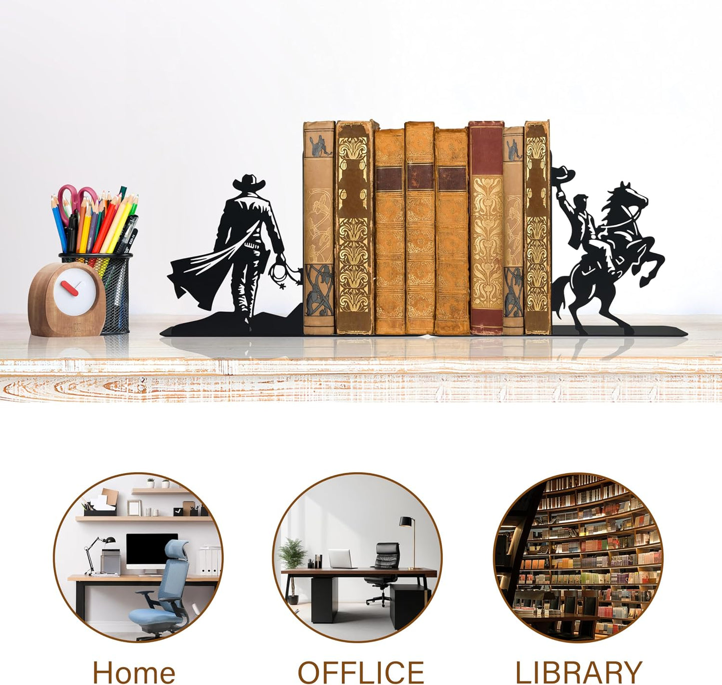 Western Cowboy Metal Bookends