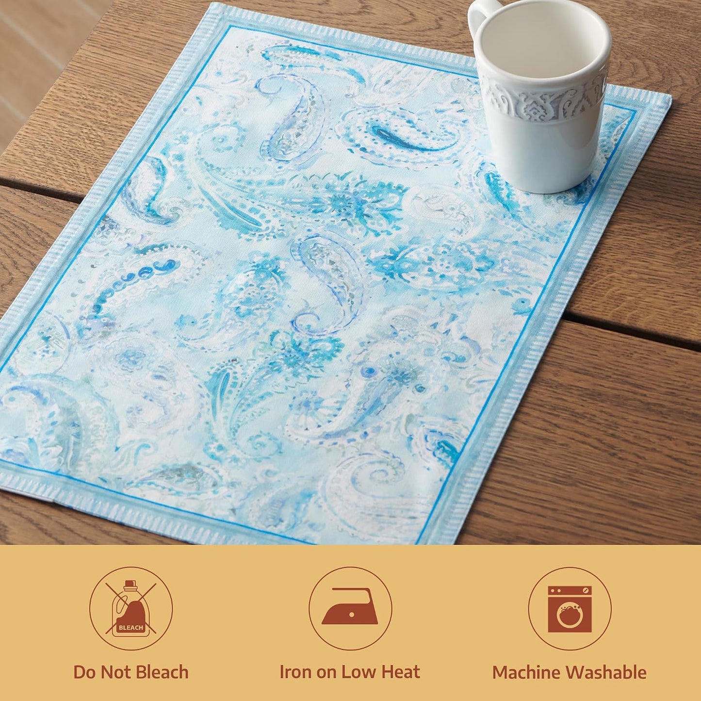 Maison d' Hermine Placemats Set of 4 Reusable 100% Combed Cotton (13"x19") | Cloth Place Mats Washable Table Mats for
