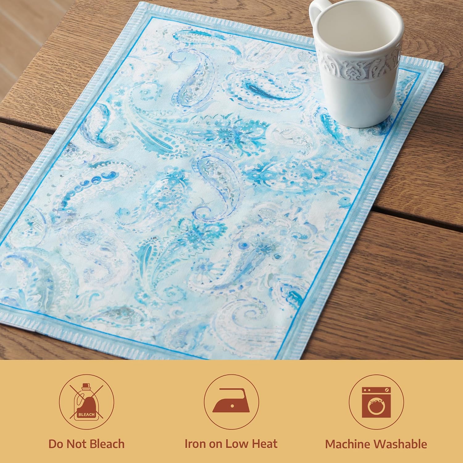 Maison d' Hermine Placemats Set of 4 Reusable 100% Combed Cotton (13"x19") | Cloth Place Mats Washable Table Mats for
