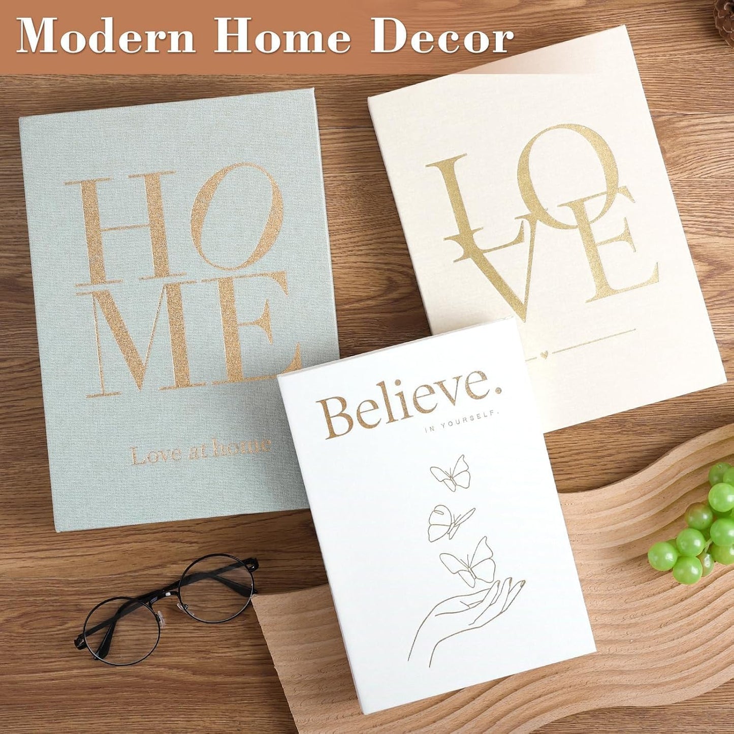 Decorative Books Linen Fake Books / Set of 3