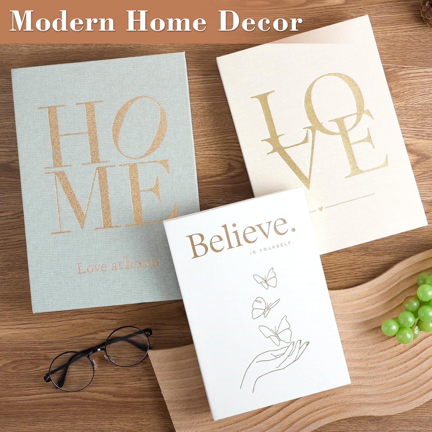 Decorative Books Linen Fake Books / Set of 3