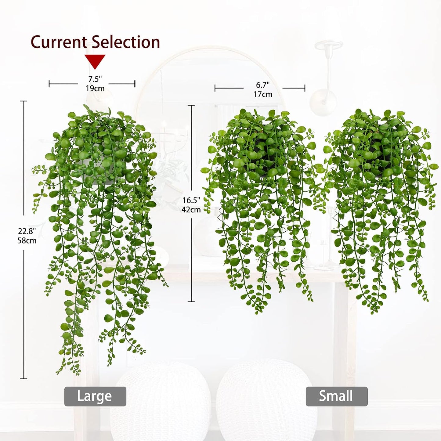 Fake Hanging Plant Large Artificial Hanging Plants 21" Long / Dischidia Oiantha / 21in / White