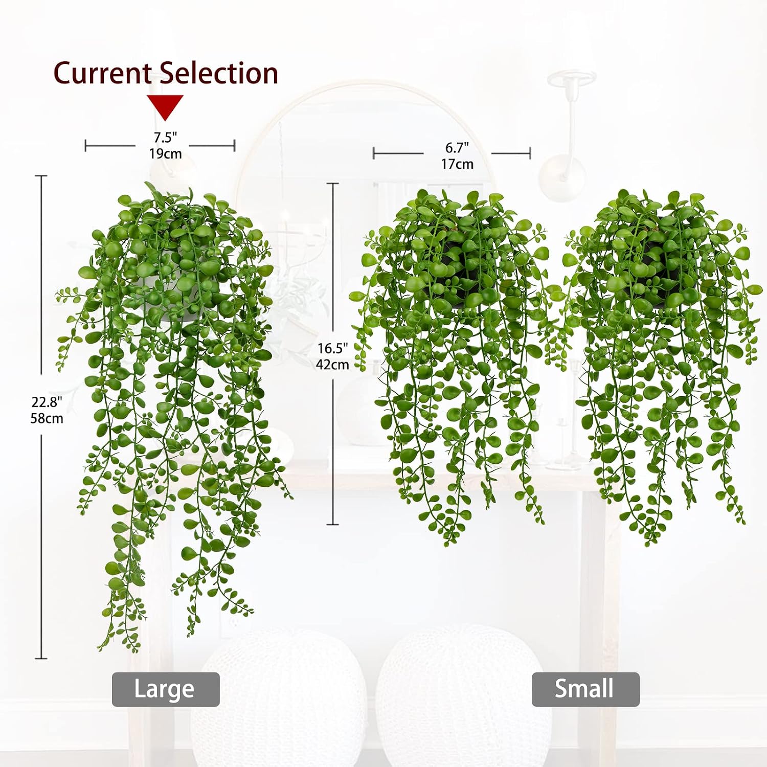 Fake Hanging Plant Large Artificial Hanging Plants 21" Long / Dischidia Oiantha / 21in / White