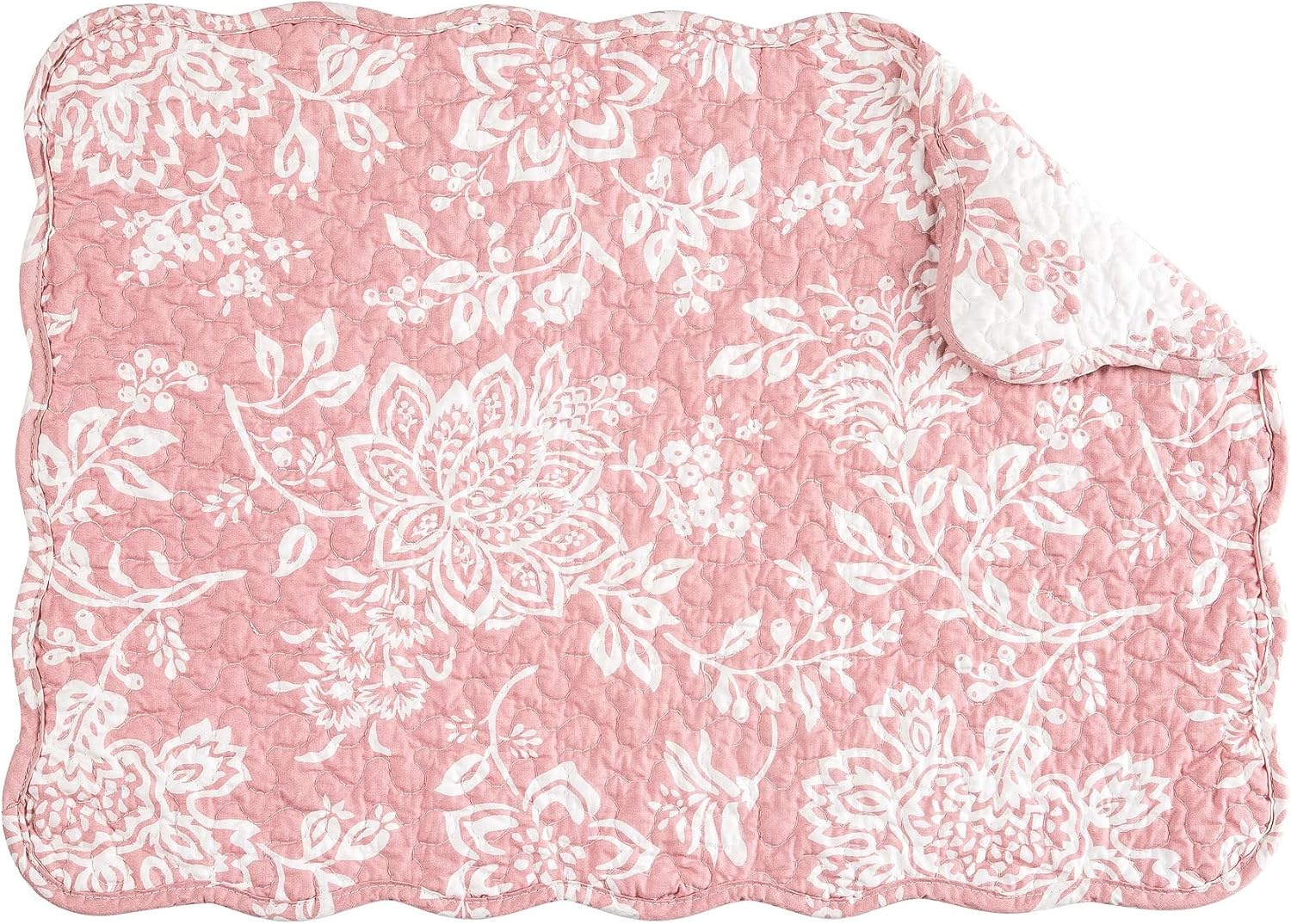 C&F Home Thea Pink Floral 100% Cotton Quilted Vintage Set of 6 Placemats, 13" x 19" All Seasons Spring Valentine's Day