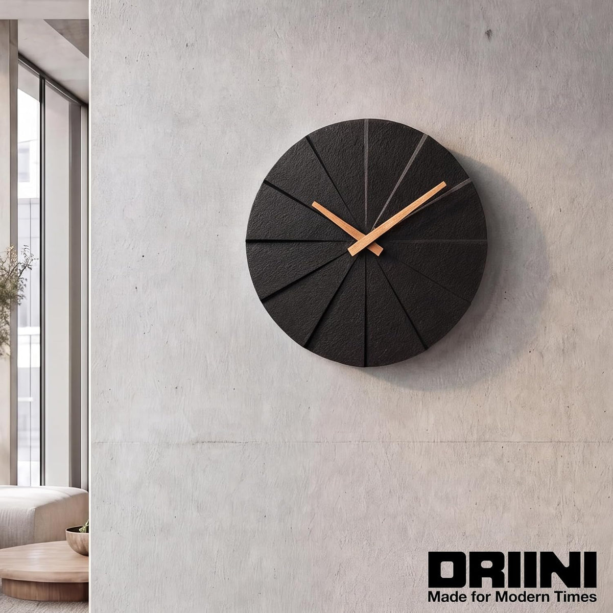 Driini Staircase Modern Wall Clock - Unique Frameless Concrete Design - Contemporary, Minimalist Decor; No Numbers