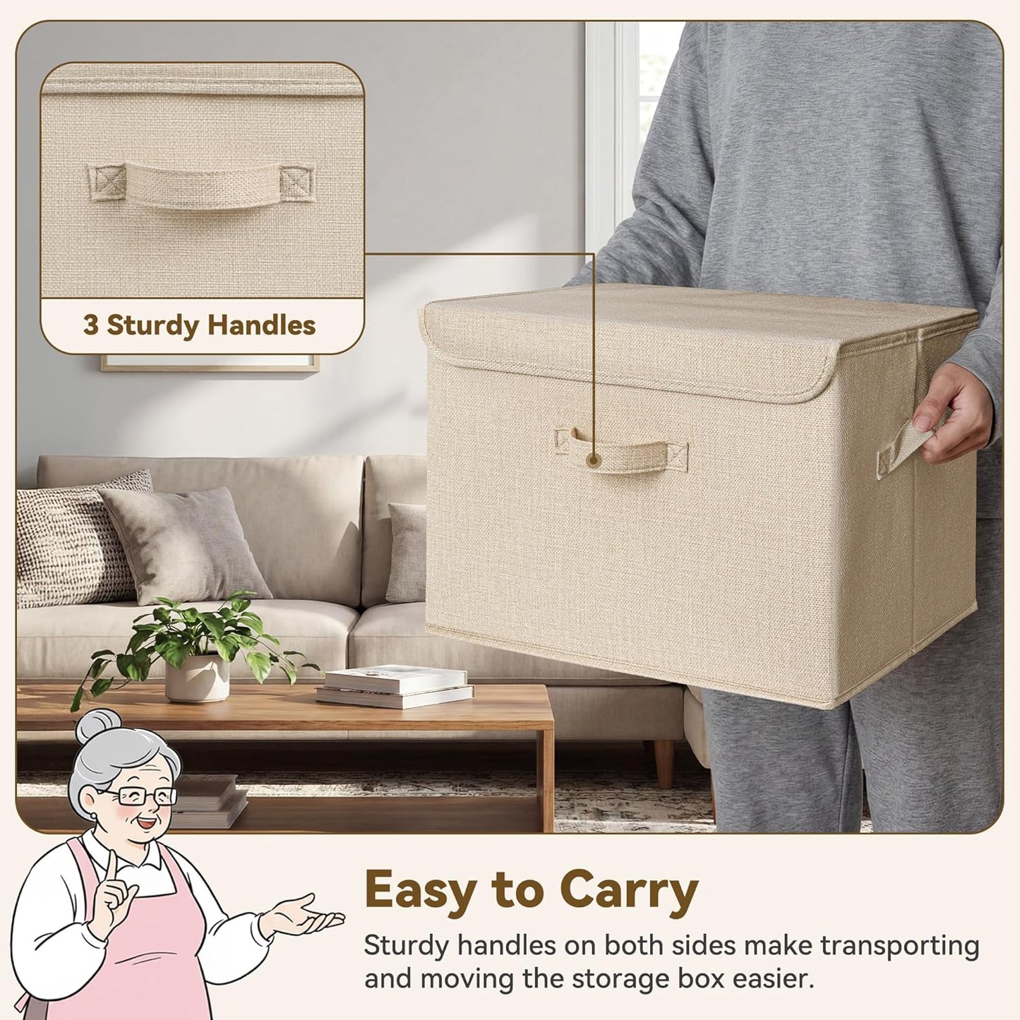 Closet Storage Bins / Khaki / Extra Large / Set of 2