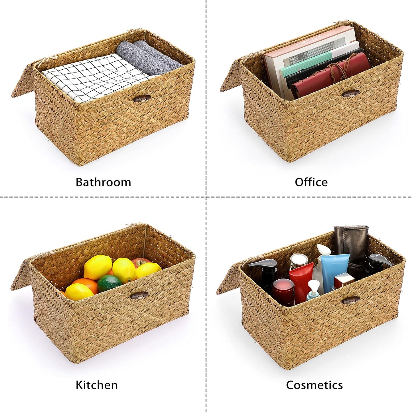 Wicker Shelf Baskets Bin / Medium / Caramel