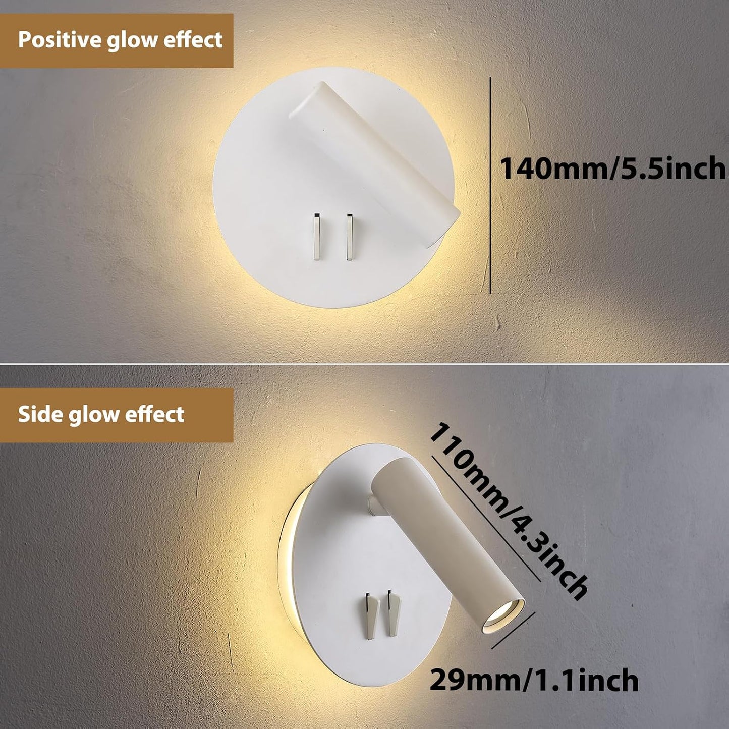 ZEROUNO Bedroom Wall Lamp with Switch Reading Light Hardwired Sconces Which Angle Adjustable for Bed-Side Interior