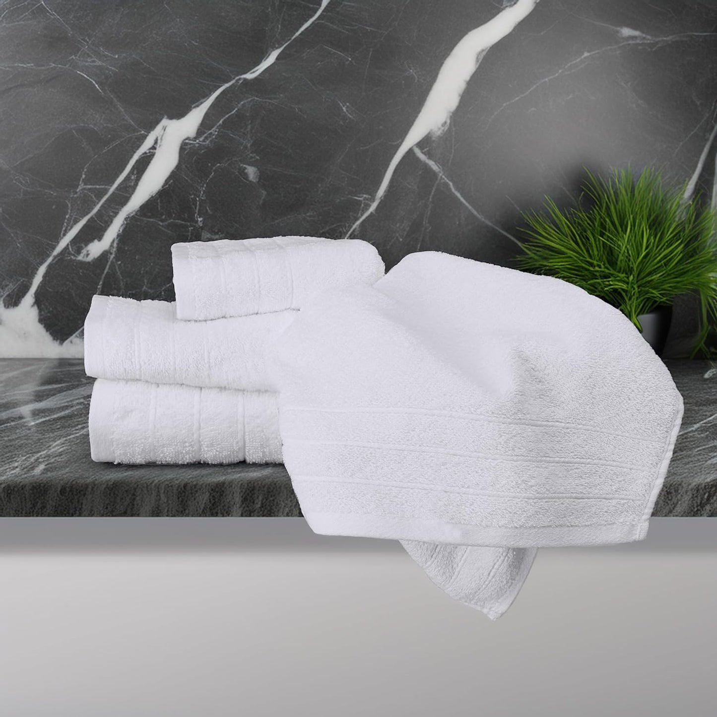 6 Piece Hand Towels Set 16 x 28 Inches, White | 100% Cotton, Lighter Weight, Quick to Dry, 16 x 28 Inches, Super Soft &
