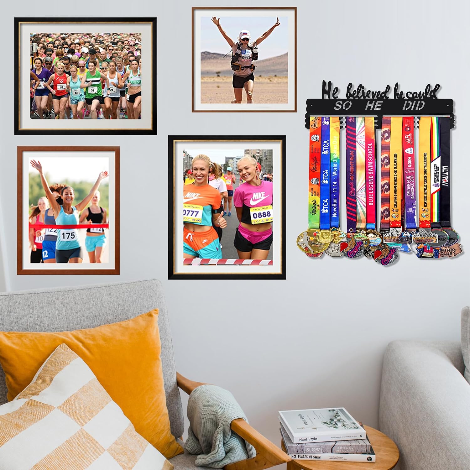Goutoports Medal Hanger Display Rack - Personalized Award Ribbon Organizer for Sports Race Runner Gymnastics Plaques