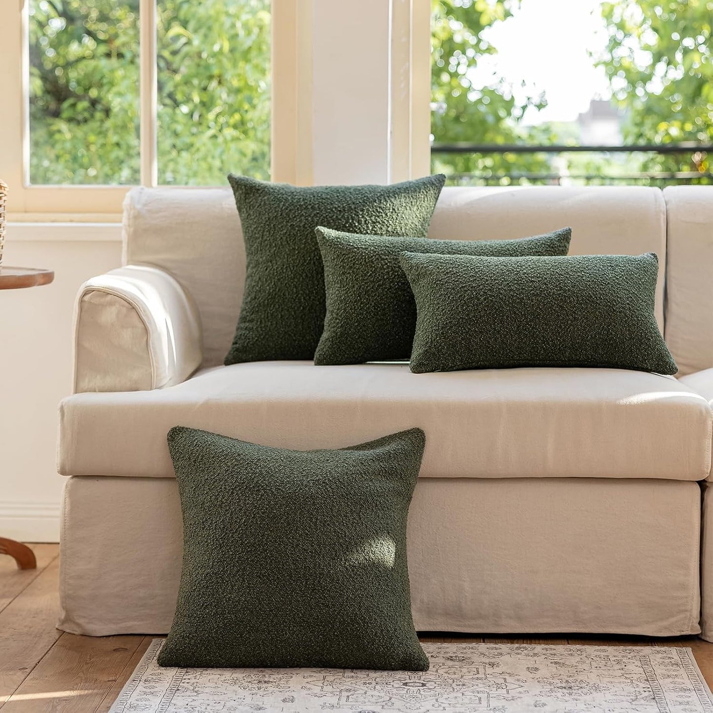 Decorative Throw Pillow Covers / Olive Green / 18 x 18 / Set of 2