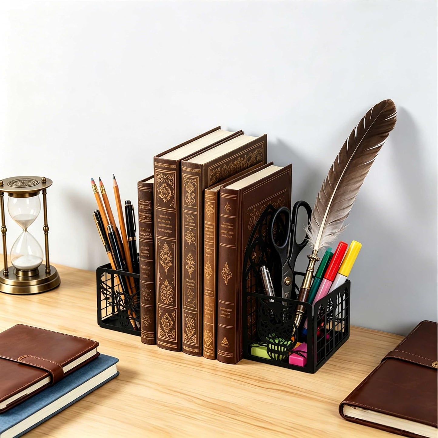 Decorative Metal Book Ends / Matte Black