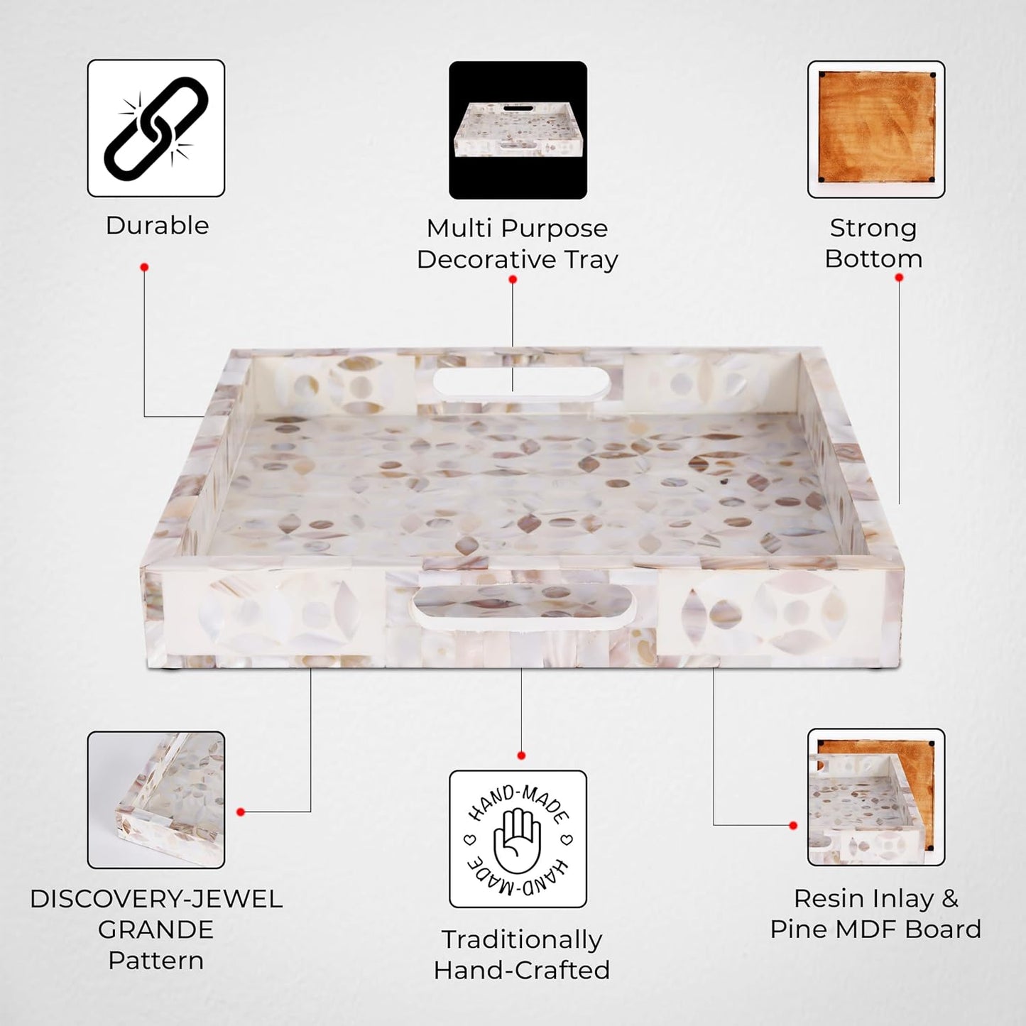 Ottoman Tray / 12 x 12 x 2 / Discovery Jewel Grande