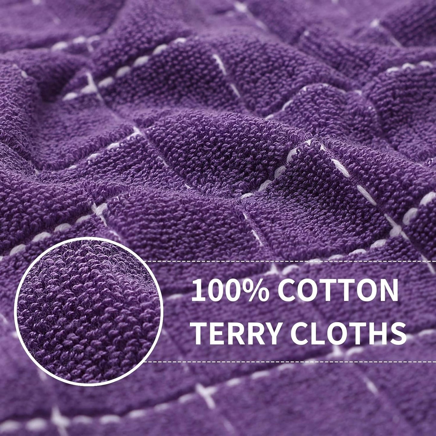 Homaxy 100% Cotton Terry Kitchen Towels, 6 Pack, Purple | Ultra Soft and Absorbent Dish Towels for Kitchen, Suitable