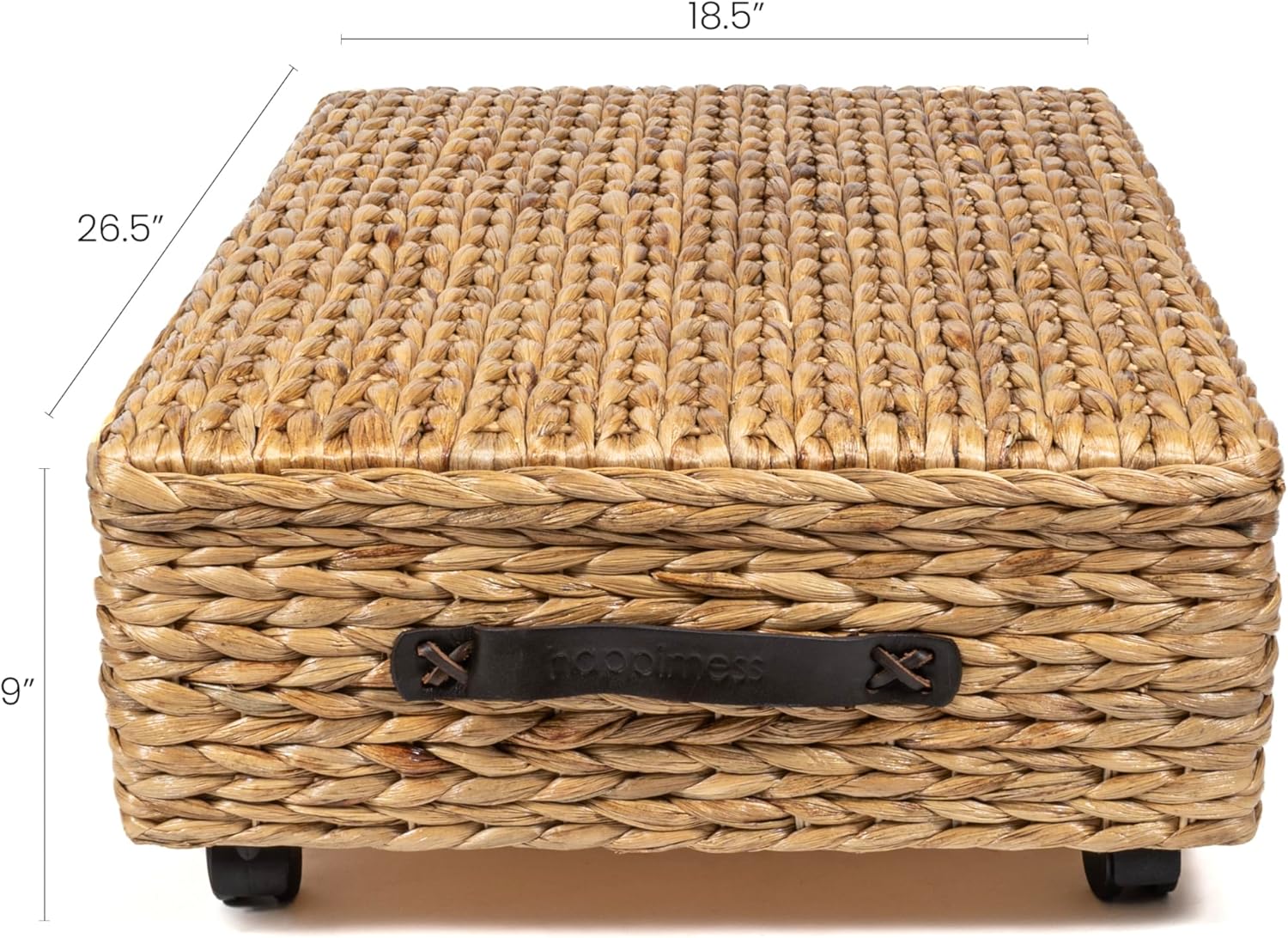 BSK1006A 26.38" Chett Minimalist Hand-Woven Hyacinth/Wood Underbed Storage Bin / Natural