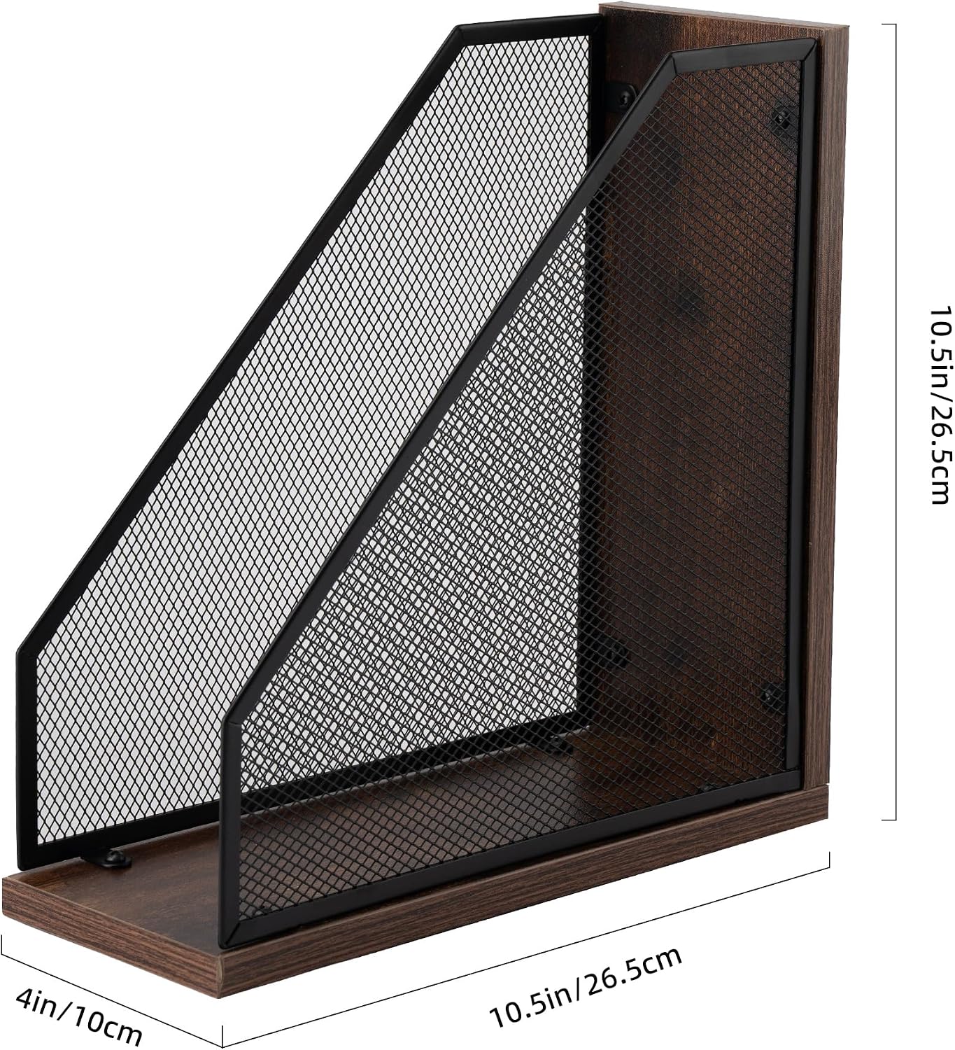 Antique Wooden Magazine Holder,Mesh File Holder for Desk, Office Desk Accessories Decorative File Box (2 Pack Black)