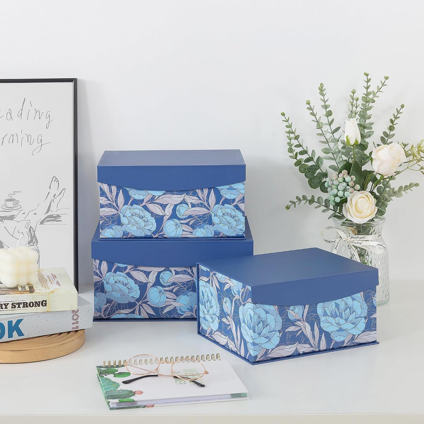 Memory Keepsake Boxes / Manor Blue / Set of 3