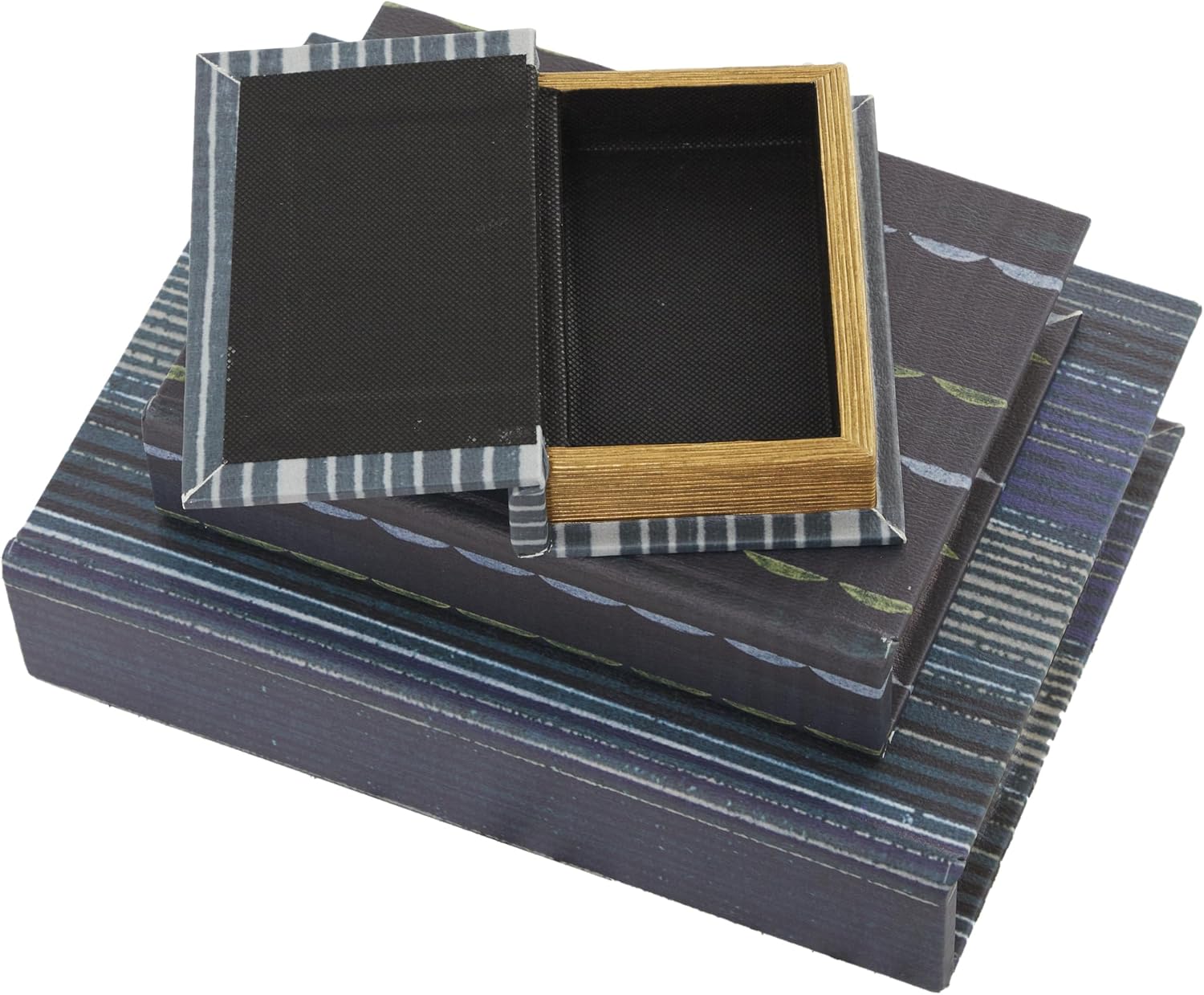 Faux Leather Decorative Box Faux Storage Book Book Shaped Boxes / Blue / 11.80", 9", 6"H / Set of 3