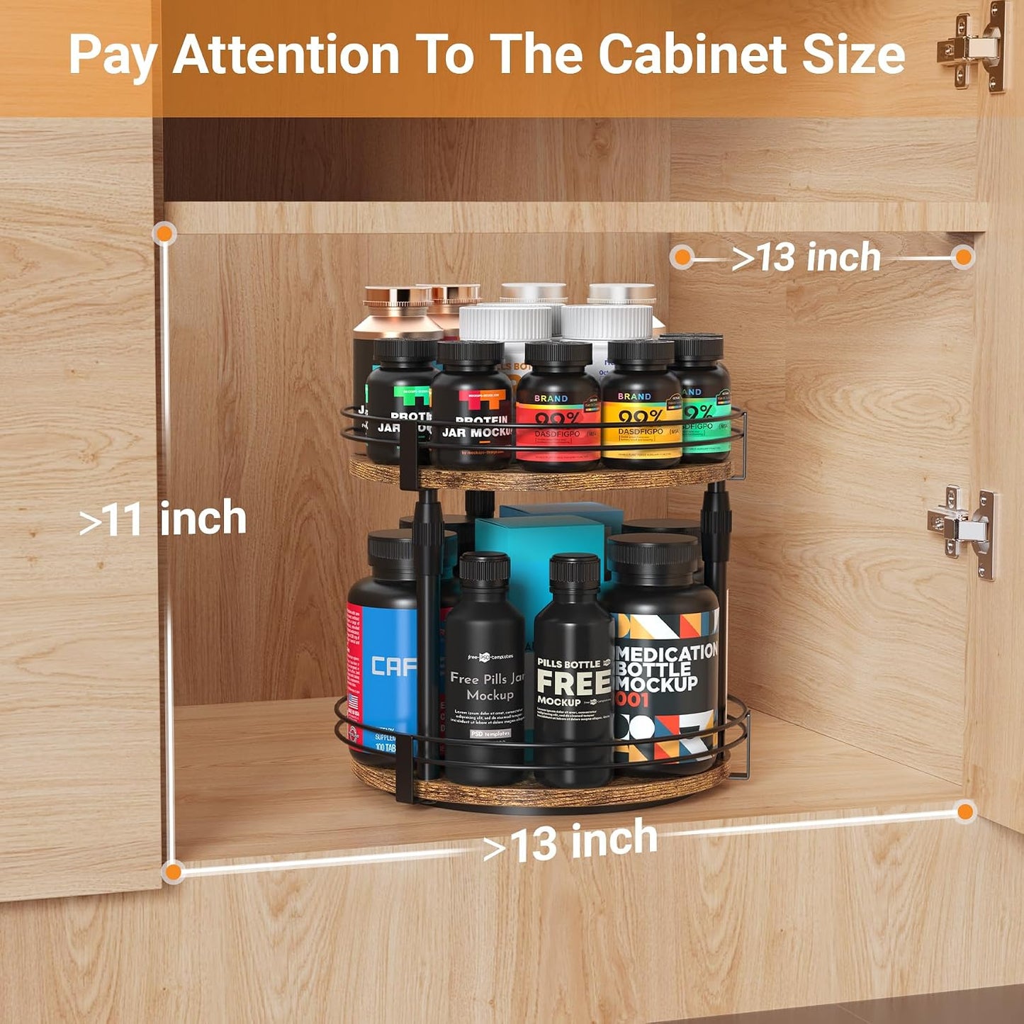 Across-Star Lazy-Susan-Organizer-Spice-Rack, Rotating Spice Organizer For Cabinet Pantry, Seasoning Holder Spice Shelf