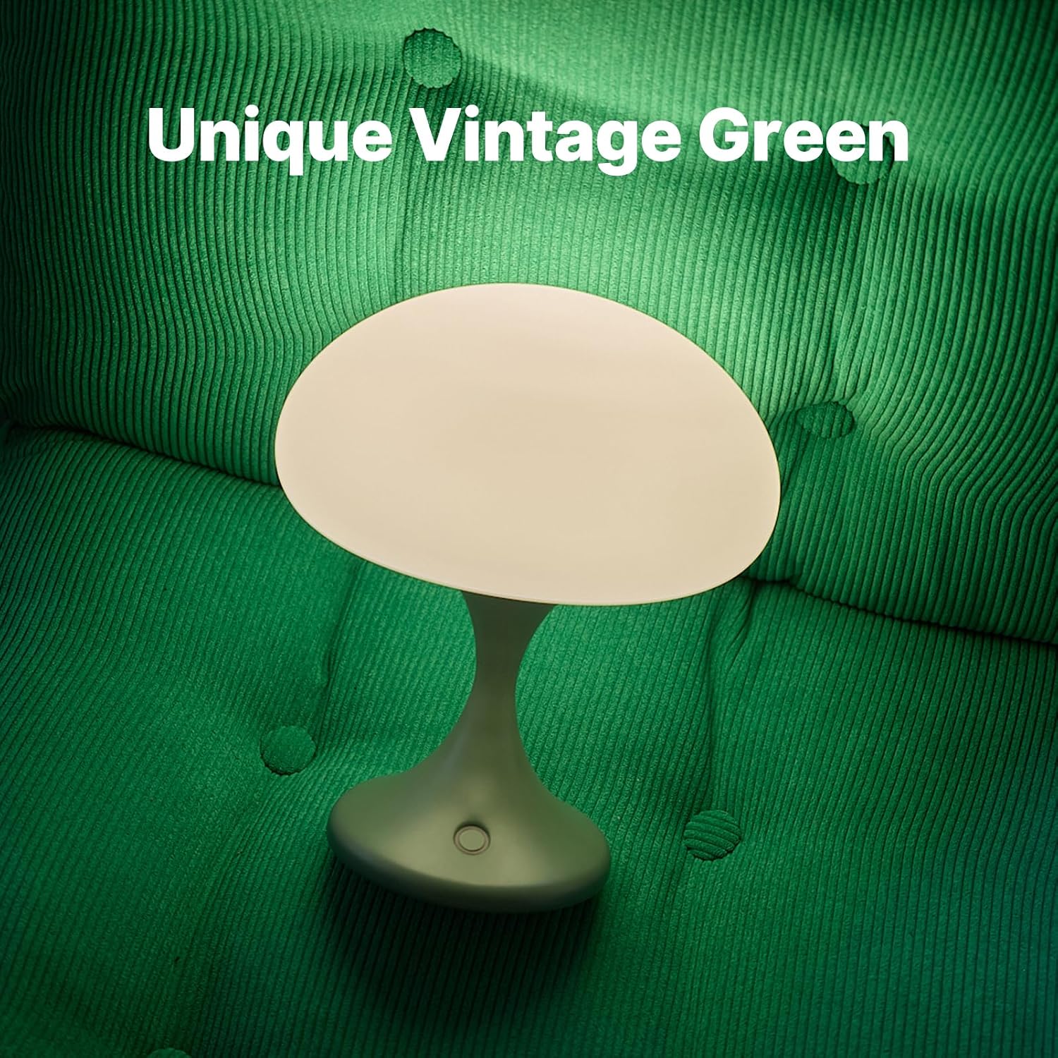 Mushroom Lamp, 5W LED Cordless Rechargeable Table Lamp with Glass Shade, Small Retro Dimmable Touch Light with 3 Color