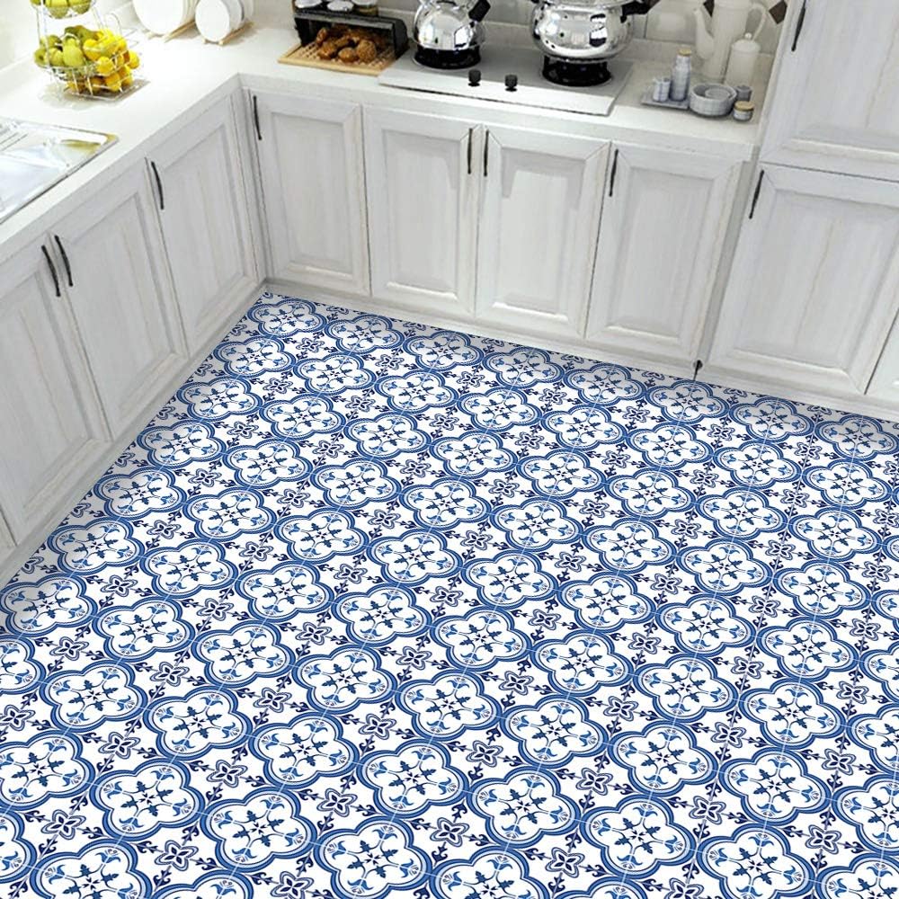 Decorative Tile Stickers Set 12 Units Peel and Stick Self Adhesive Removable Talavera / Blue / 6 x 6