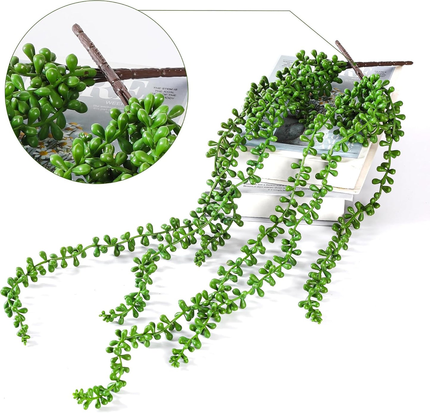 Artificial Succulents Hanging Plants / Green / 27.5 Inch / Set of 3