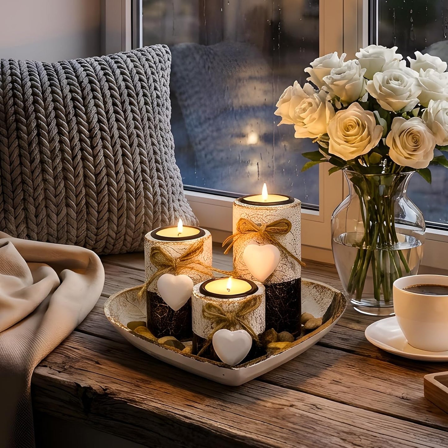 Farmhouse Candle Holders Wooden Pillar Candle Holder / Rustic / Set of 3