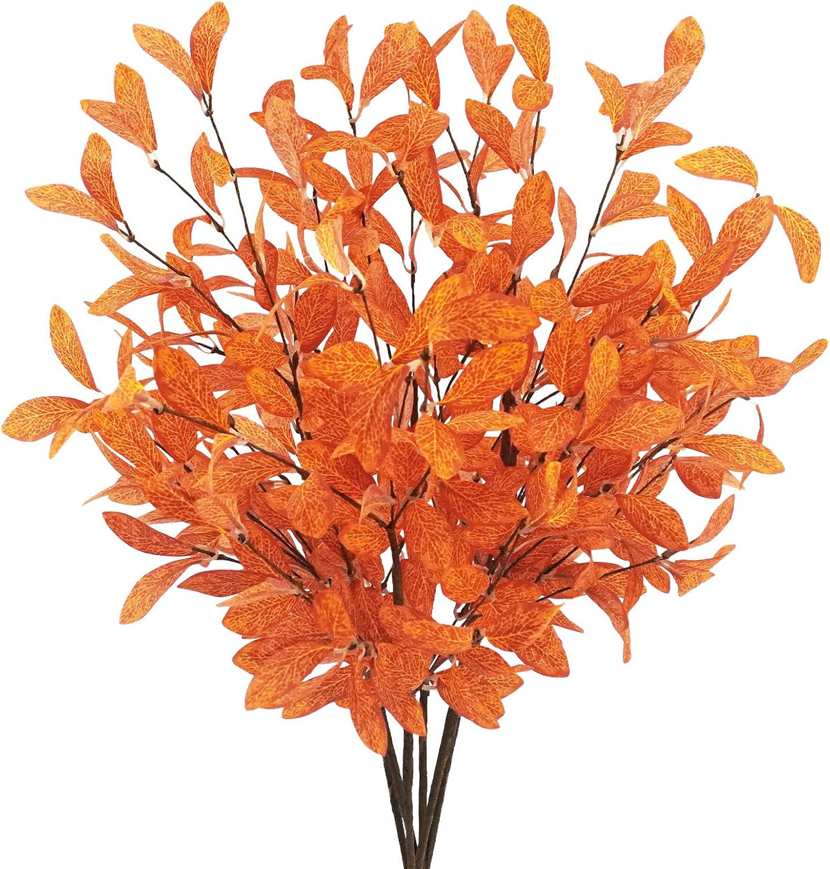 6 Pcs Eucalyptus Stems Aritificial Eucalyptus Leaves Stems Fall Decorations with Fall Leaves Autumn Decorations with Golden and Orange Leaves for Floral Arrangements and Home Decor