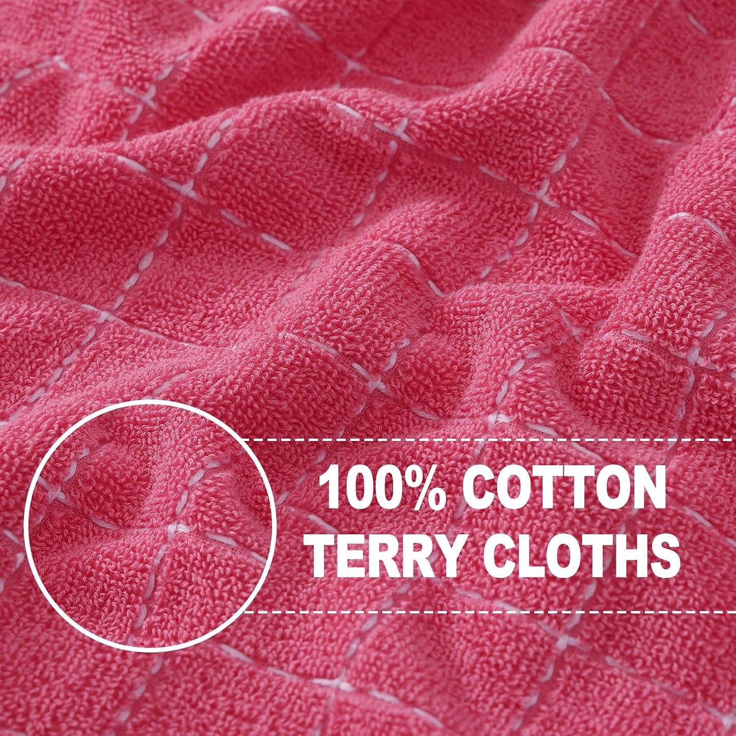 Homaxy 100% Cotton Terry Kitchen Towels, 8 Pack, Rose Red | Ultra Soft and Absorbent Dish Towels for Kitchen, Suitable