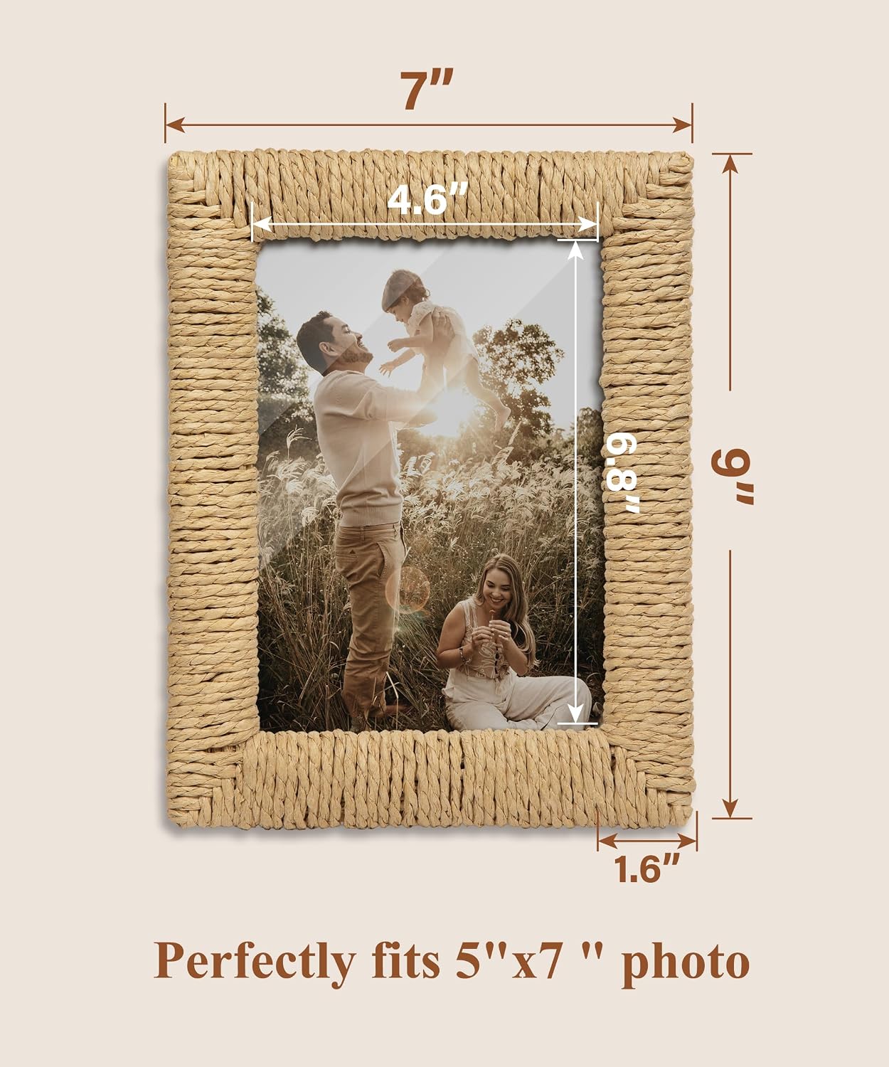 Boho Picture Frame / 5 x 7 / Boho Paperrattan / Natural