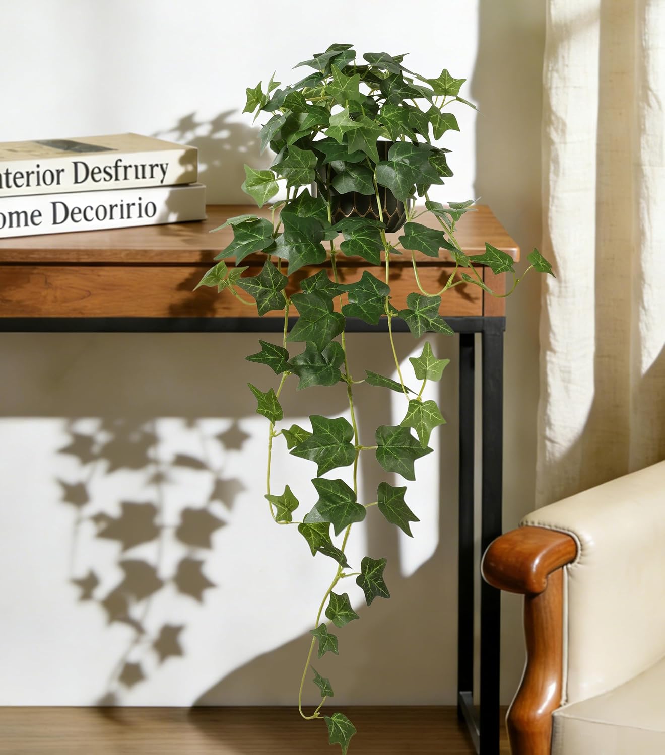 Fake Plants Faux Ivy Plants Potted Indoor Artificial Hanging Plants / Green Ivy Potted / Set of 2
