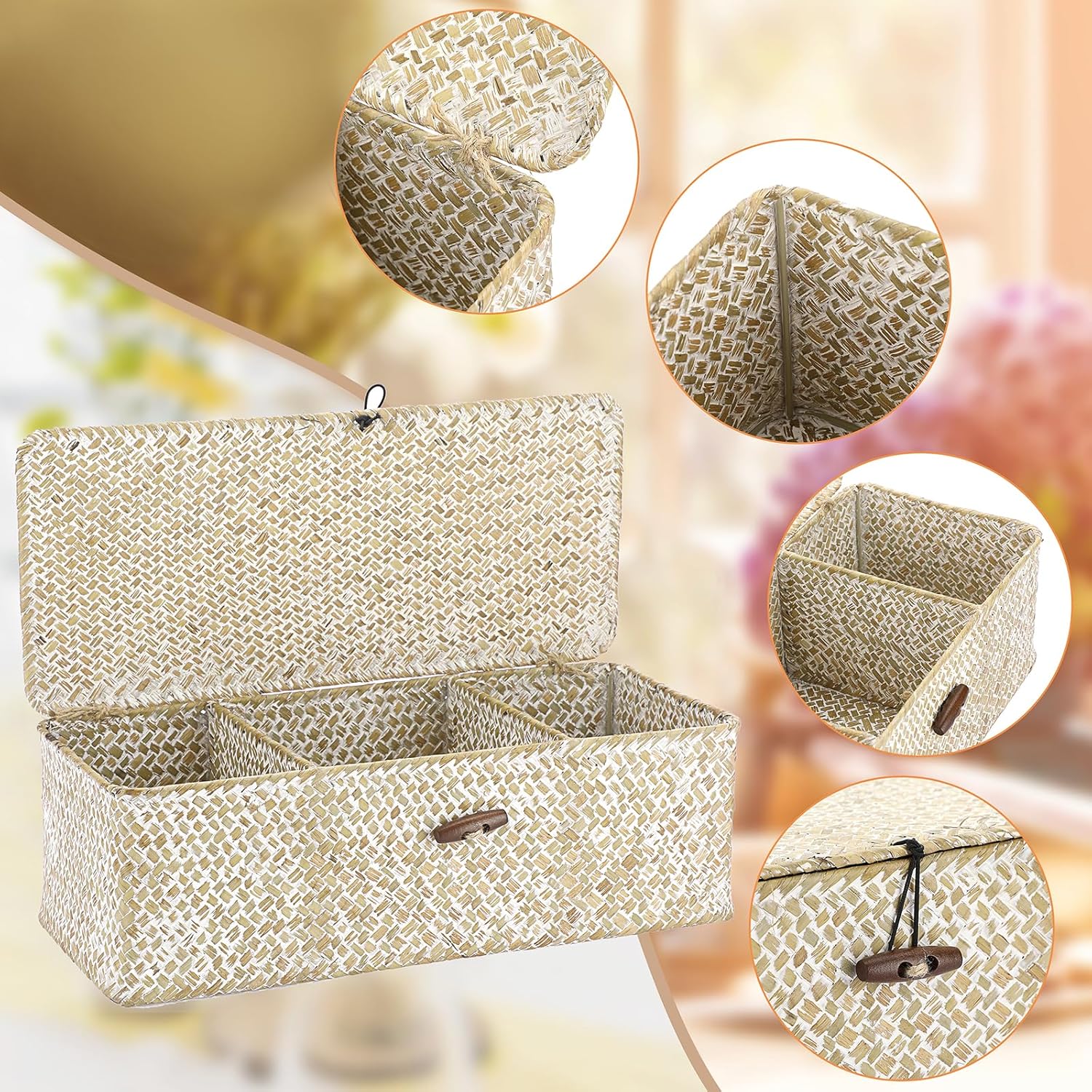 Small Woven Basket / Whitewash / Medium