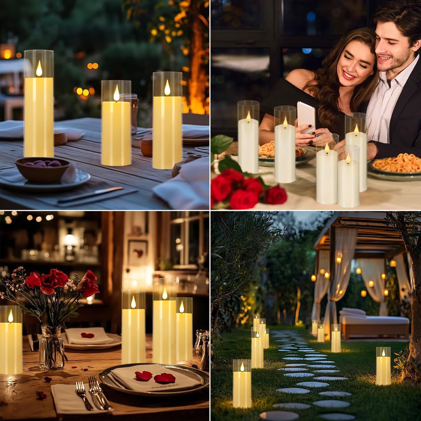 YOROXRG Flickering Flameless Candles Battery Operated with Remote,Led Pillar Candles with Realistic Moving Wick Candles