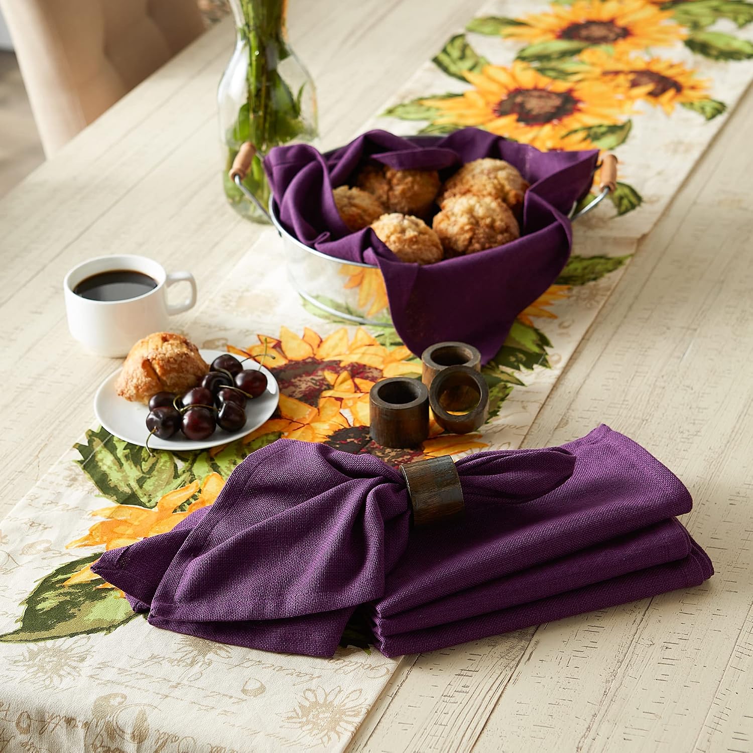 DII Variegated Tabletop Collection, Napkin Set, 20x20, Eggplant, 6 Piece