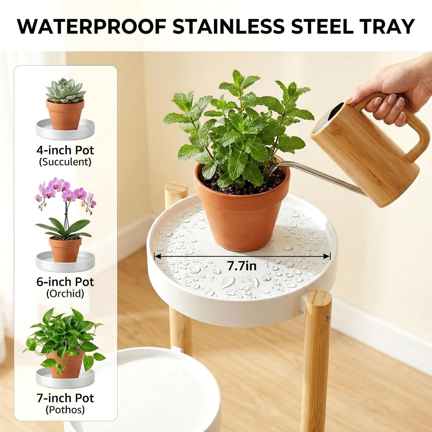 APRTAT 3-Tier Tall Bamboo Plant Stand for Indoor Plants | Natural Bamboo Waterproof Coating Enhanced Stability Easy