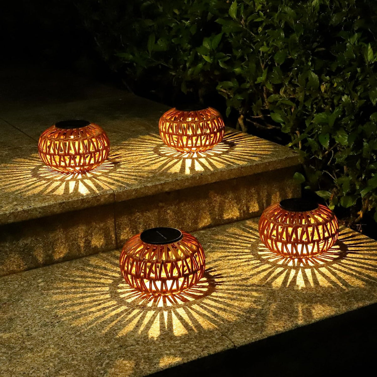 2 Pack Solar Lanterns Outdoor Waterproof, Outdoor Table Lamp Decor, Rattan Solar Lights Decorative, Small Tabletop
