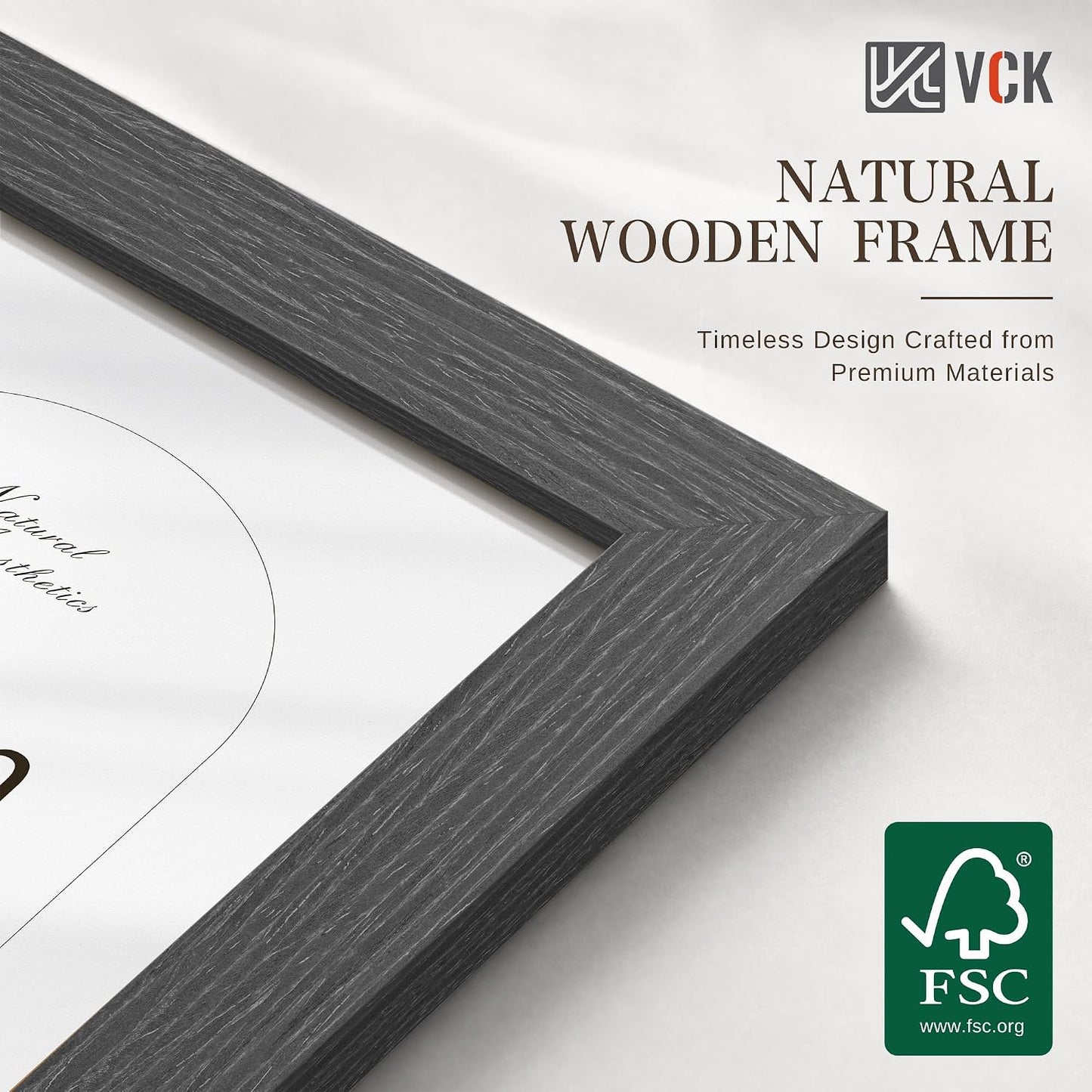 VCK 20x30 Poster Frames Set of 3, Grey Woodgrain, Wall Hanging | Wide Border, Exclusive Woodgrain, Shatterproof