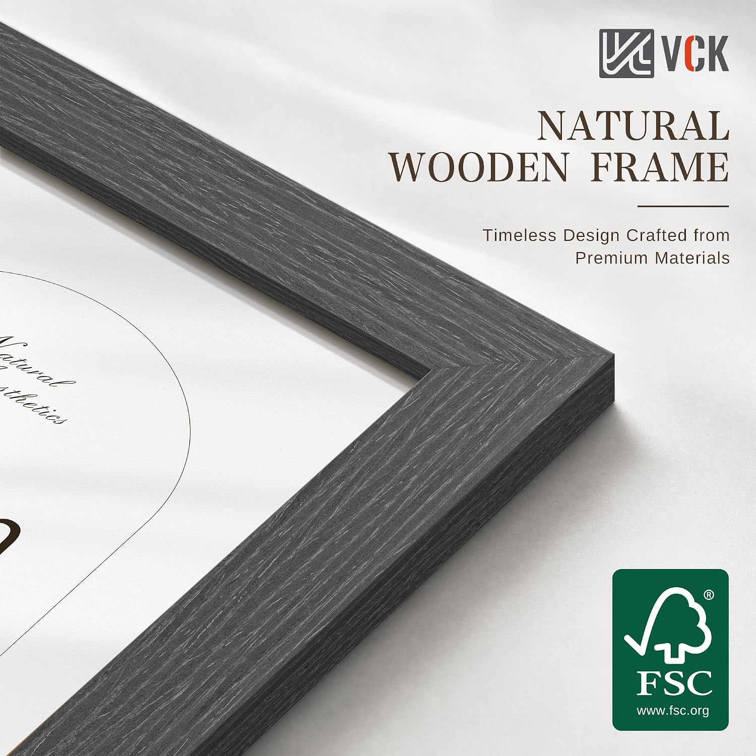 VCK 20x30 Poster Frames Set of 3, Grey Woodgrain, Wall Hanging | Wide Border, Exclusive Woodgrain, Shatterproof
