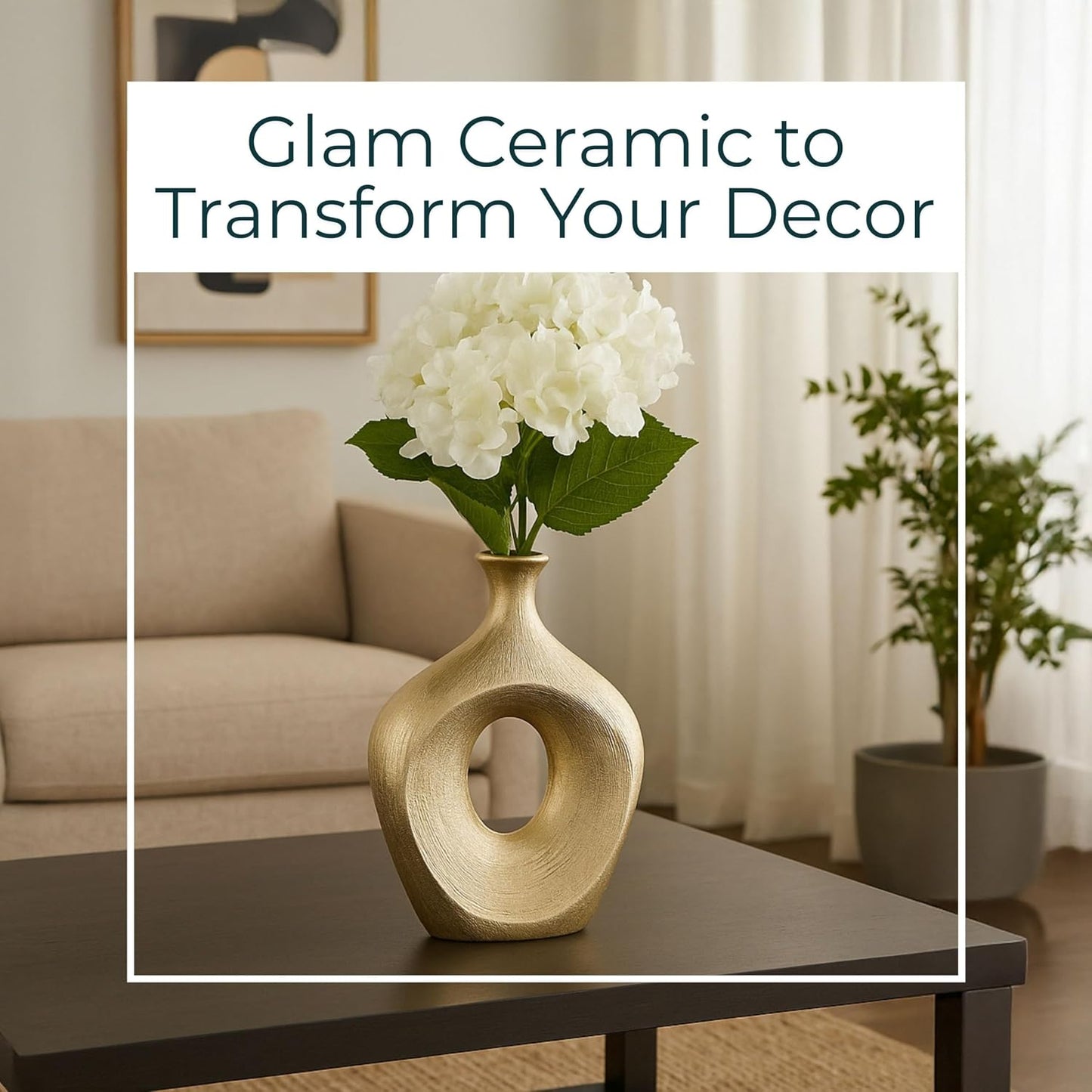 Ceramic Modern Flower Vase / Champagne